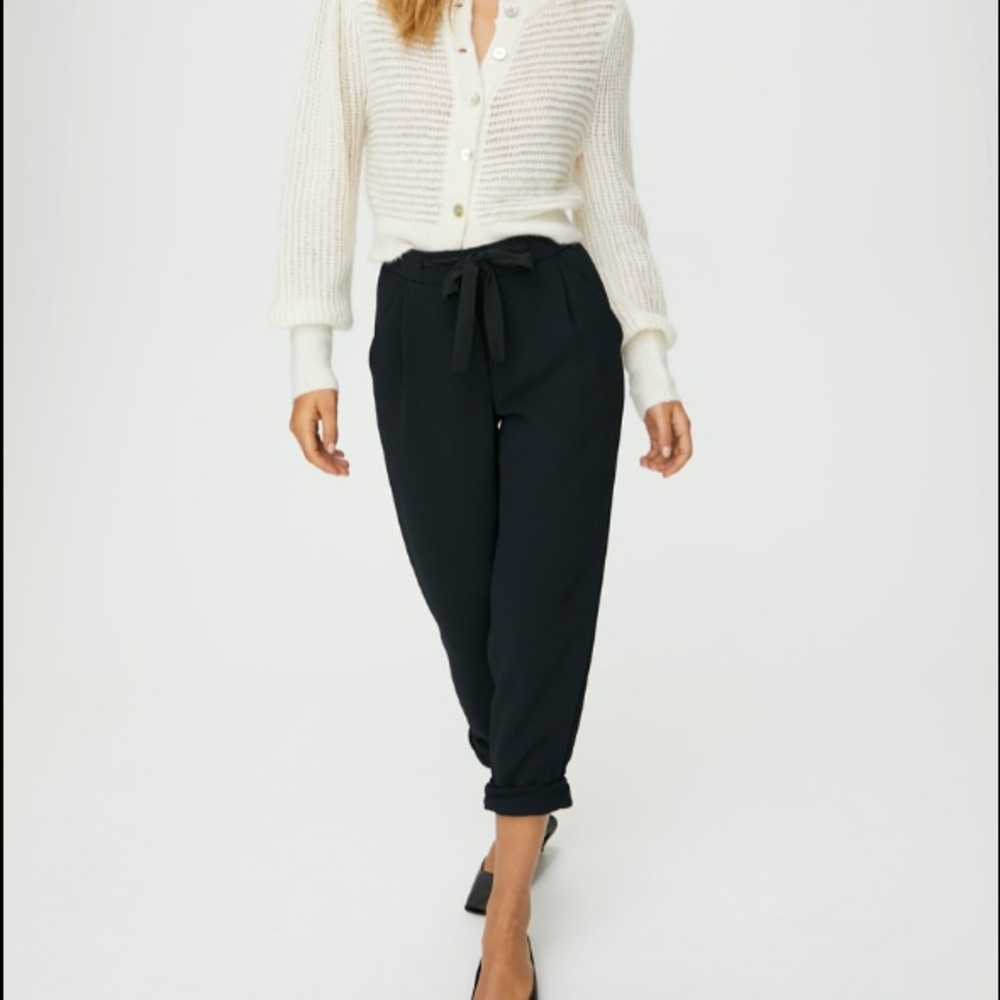 Aritzia Black Tie-Waist Pants